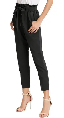 Grace Karin Cropped Paper Bag Waist Pants with Pockets