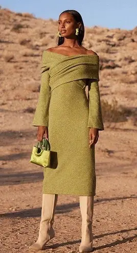 Cult Gaia Zennie melange knit off the shoulder midi sweater dress size M medium