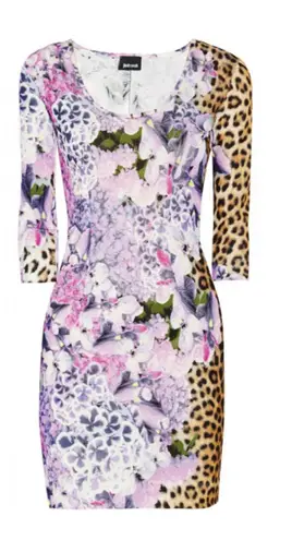 Just Cavalli Roberto Cavalli Y2k Mini Dress Size XL Animal Print Floral 90s Euro