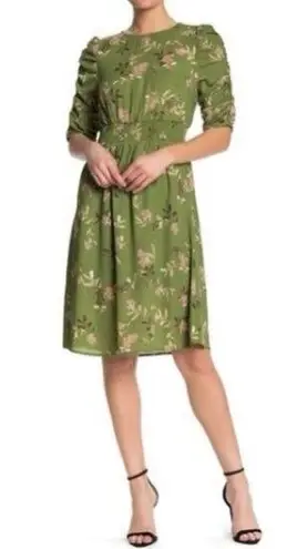 Bobeau Cinch Sleeve Smocked Waist Dress Size Medium