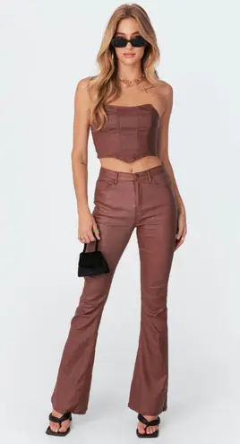 Edikted Faux Leather Flare Jeans