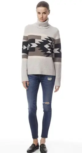 360 Cashmere  Willa 100% Cashmere Turtleneck Sweater Southwestern Aztec