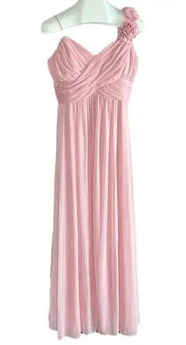 Camille La Vie flowered one shoulder gown