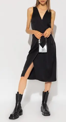 Givenchy Wrap Over U Lock Closure Midi Dress in Black 38 4 New Womens