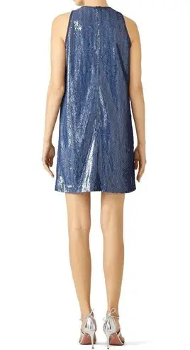 Carmen Marc Valvo  Denim Sequin Shift Denim Blue Womens 8