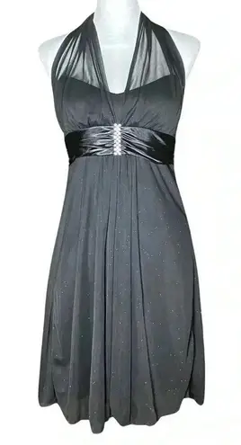 Vintage Y2K Black Halter Hoco Cocktail Dress. Whimsigoth Fairy Sparkle. Small.