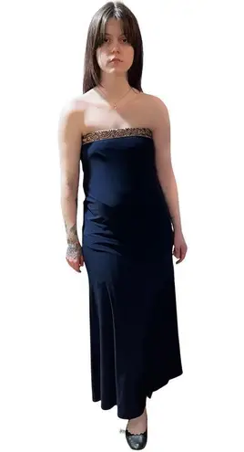 XScape Strapless Beaded Maxi Dress with Fishtail Train Women size 4