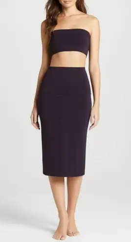 Charli London Pencil Skirt Black Plum Midi Stretch Jersey Palermo US 4 New Purple