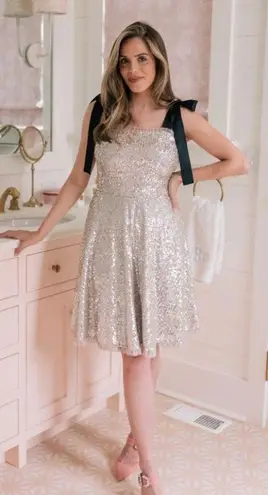 Gal Meets Glam | Diana Sequin Waterfall Dress Cocktail Tie Shoulder 4