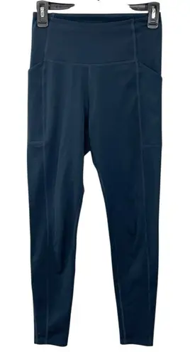 Girlfriend Collective Navy Blue High Rise Leggings SMALL Full Length w/ Pockets