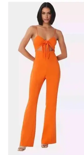 LITA by Ciara Tie Front Jumpsuit Cherry Tomasto Size XS Wide Leg Orange