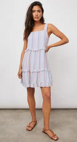 Rails Sandy Linen Blend Ruffle Mini Summer Sundress Women’s Sz L Biarritz Stripe