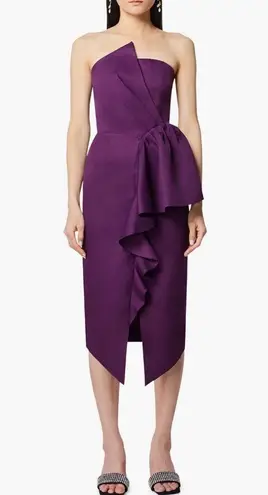 Elliatt NEW Reception Cascade Ruffle Strapless Dress in Purple, Size L $170