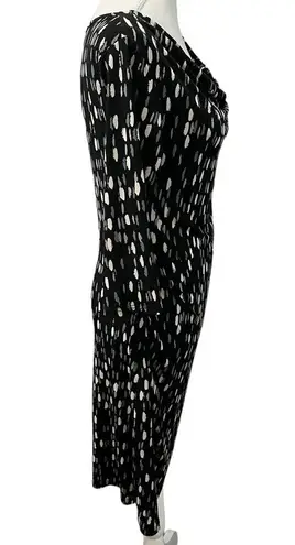 Ma Cherie Maternity Abstract 3/4 Sleeve Form Fitting Dress Sz S Made in USA Black