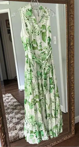 TCEC Avara Boutique Elegant Floral Maxi Dress PALM BREEZE DRESS IN GREEN Linda