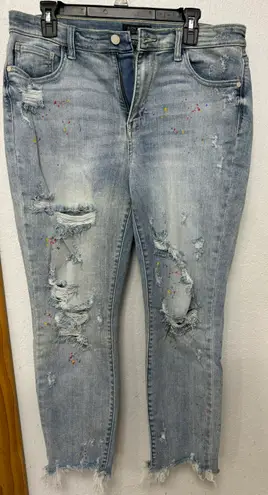 Judy Blue Paint Splatter Boyfriend Jeans