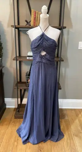 Likely Runa Halter Maxi Gown Night Shadow Blue Womens Size 10