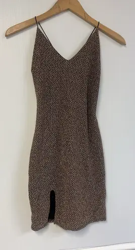 Unbranded Metallic Rose Gold Bodycon Dress Sleeveless Copper Cut Out Mini Slit Brown