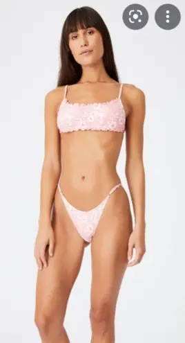 Cotton On New  thin strap high waisted side cheeky bottoms jacquard pink