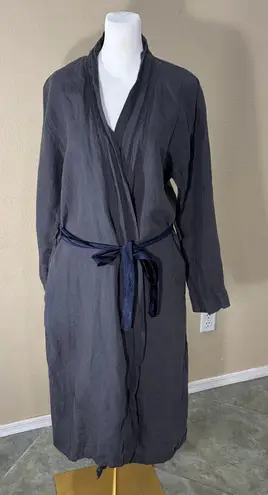 PARACHUTE 100% Linen Long Robe Gray Bathrobe Pockets Belted Unisex Sz S Lounging - Image 1