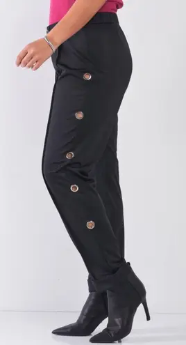 Boutique Black Side Grommet Cuffed Pants Junior Plus Size 2XL