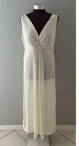 Vintage Kayser Nightgown Womens 36 Ivory Satin Maxi Fairy Whimsy Princess Size M