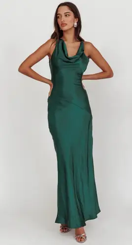 Here Comes the Sun Forest Green Women’s Maxi Dress L – Deep Back, Evening, NWT