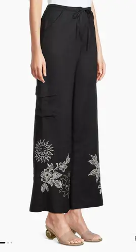 Johnny Was Addison Embroidered Wide-Leg Linen Pants. MSRP $248