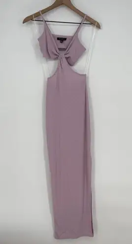 FORE Lilac Cutout Midi Dress, Ribbed Bodycon Dress, Sleeveless XS Purple