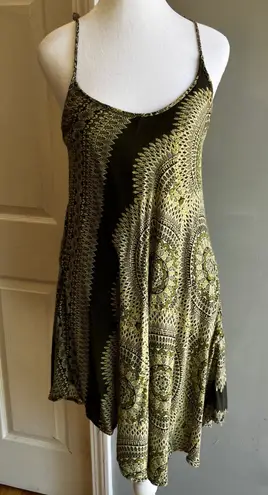 India Boutique Green Patterned Sun Dress Sleeveless Casual Lightweight Dress Size XS