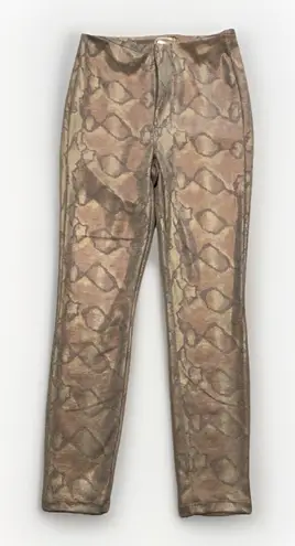 MOTHER High Waisted Seamless Looker Leggings Luxury Python Snake Print Size 26 Brown