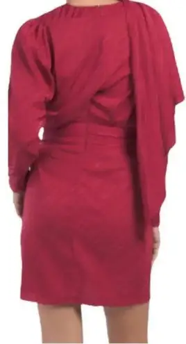 Ronny Kobo Women Size Medium Dark Red Shanaya Draped Moiré Mini Dress