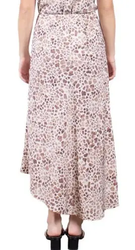 MAUBY Side Slit Satin Midi Skirt, Giraffe Animal Print, Brown/Tan, Small, NWT Brown