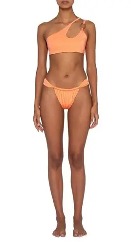 Baobab Taki One Shoulder High Waist Bikini Set Coral Orange Womens Size XS