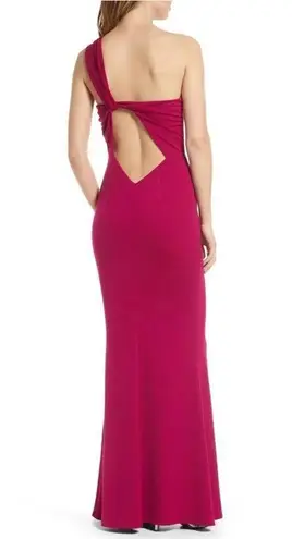 Katie May Edgy Cutout One Shoulder Gown, Magenta