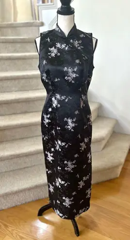 Robbie Bee Vintage Y2k Black Lavender Silver Qipao Kimono Fairy Whimsigoth Dress