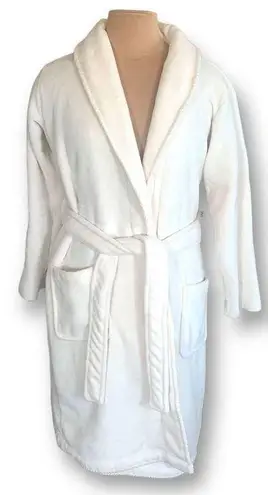 Pottery Barn  Robe White Ultra Plush Spa Style Terrycloth Embroidered Detail