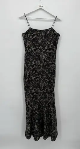 David Meister Y2k Black Silk Lace Design Formal Long Dress Size 4