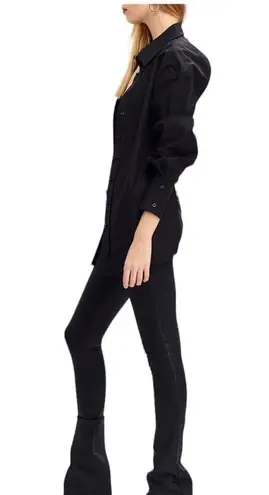 Ser.O.Ya Lydia Button up Cotton Halter Open Back Shirt Black Size Small NEW