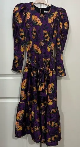 DELFI Collective Purple Taylor Puff Sleeve Dress Size Small $398