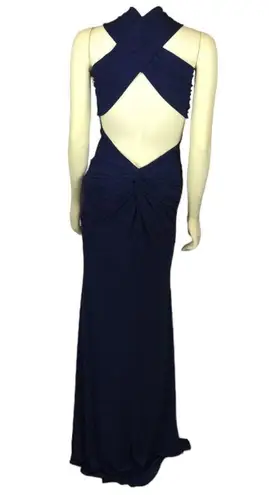 AG STUDIO Navy halter neck cutout back maxi dress size small Blue