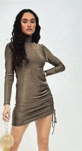 n:philanthropy Demetra Mini Dress Metallic Gold Black Sparkle Size Large Ladies