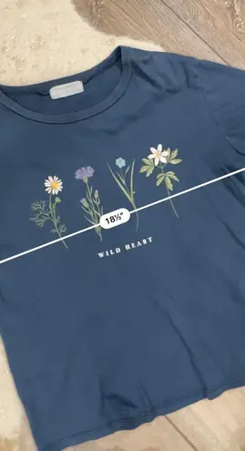 urban nation Wild Heart Floral Blue Graphic Tee