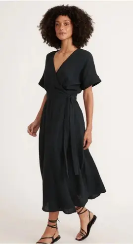 Marine layer Valencia Wrap Dress Black Cotton S