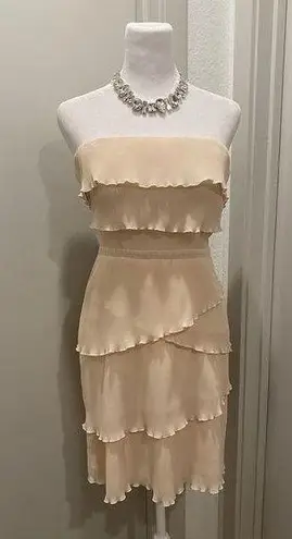 NWT Pins And Needles Cream Strapless Layered Tiered Ruffled Mini Party Dress