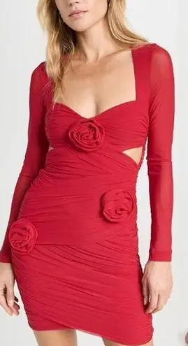 Bardot NWT Pippa Mesh Ruched Bodycon Mini Dress Fire Red Women's Size L / US 8