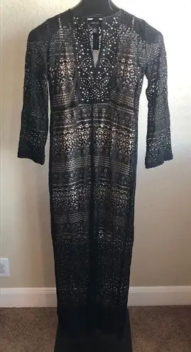 Colleen Lopez mesh lace floor length dress size 2 Black
