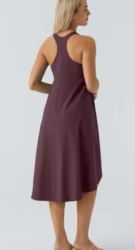 Halara 068HO.- Backless Racerback Side Pocket High Low Flowy Midi Quick Dry Dress