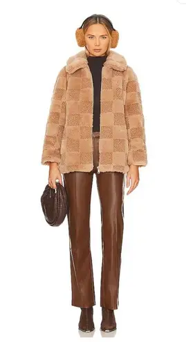 $540 Apparis Lucy Jacket in Butterscotch Checker NWT Tan Size L