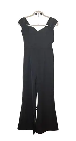 Few Moda jumpsuit black cocktail party sleeveless off shoulder wide leg L